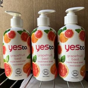 3 x Yes to Grapefruit Basil Liquid Hand Soap Hand Renewal 12 oz.
